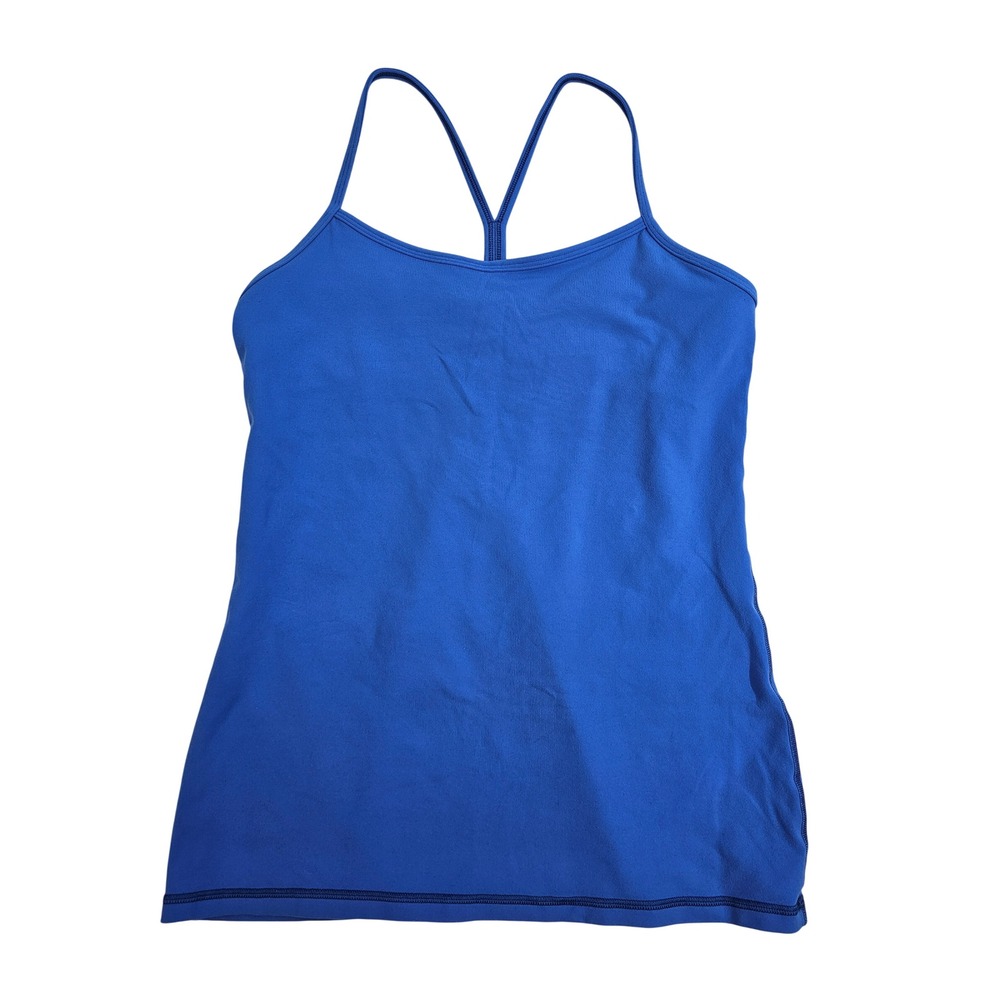 Lululemon Power Y Tank Top Womens 12 Blue Racerback Built In Bra Yoga Athletic